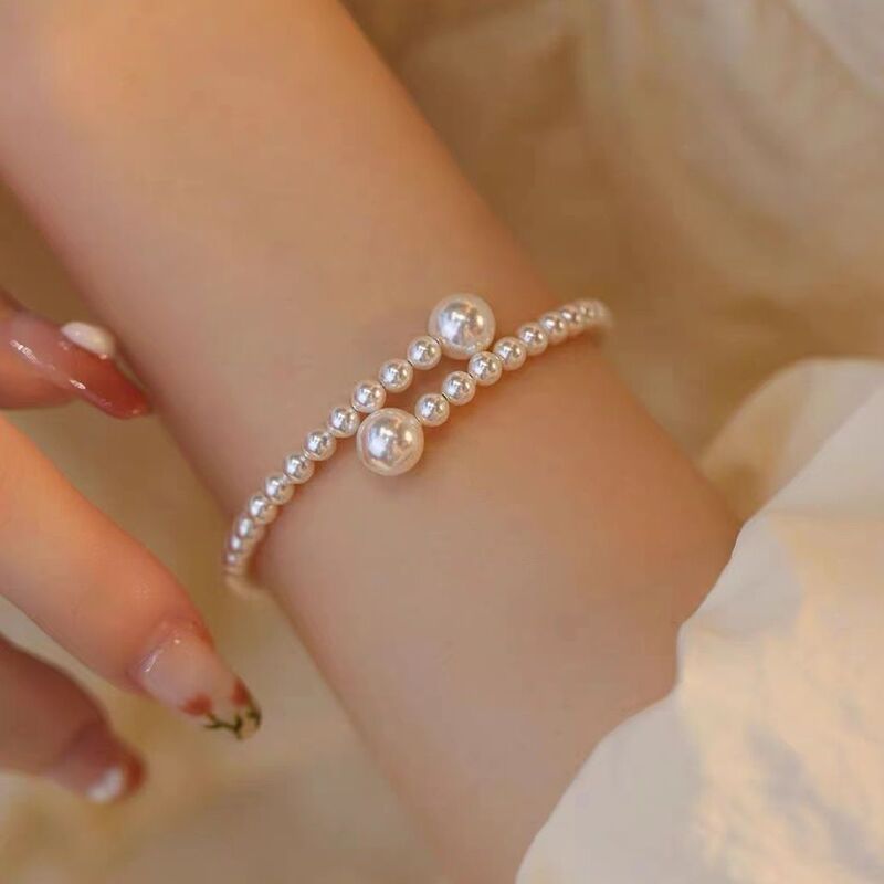 French retro pearl bracelet Women's Light luxury socialite elegant high-grade niche design simple all-match fashion bracelet