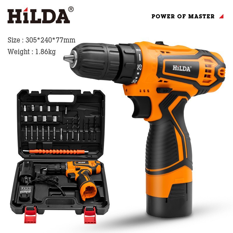Taladro de mano de doble velocidad Destornillador de batería de litio doméstico Destornillador recargable Juego multifuncional inalámbrico Destornillador eléctrico en stock