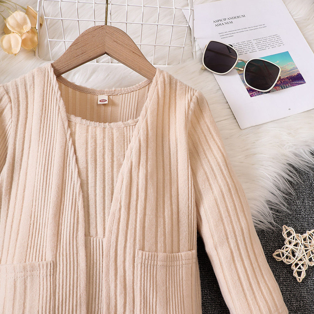 EW Kinderkleidung neue Produkte für Mädchen im Herbst und Winter, gestrickter Overall mit Streifenmuster, Strickjacke TZ887-C_voghion.com