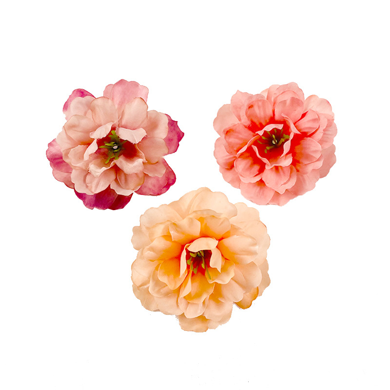 Flor de peonía con núcleo de hierba artificial, guía de boda, arreglo floral, decoración de la sala de estar del hogar, flor de seda al por mayor, fotografía de material de bricolaje
