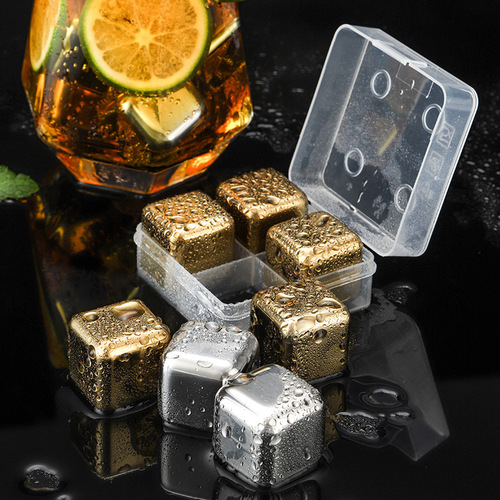 Gold 304 stainless steel quick-frozen drinks red wine beer whiskey ice wine stone bar ice cubes ice grains order gifts