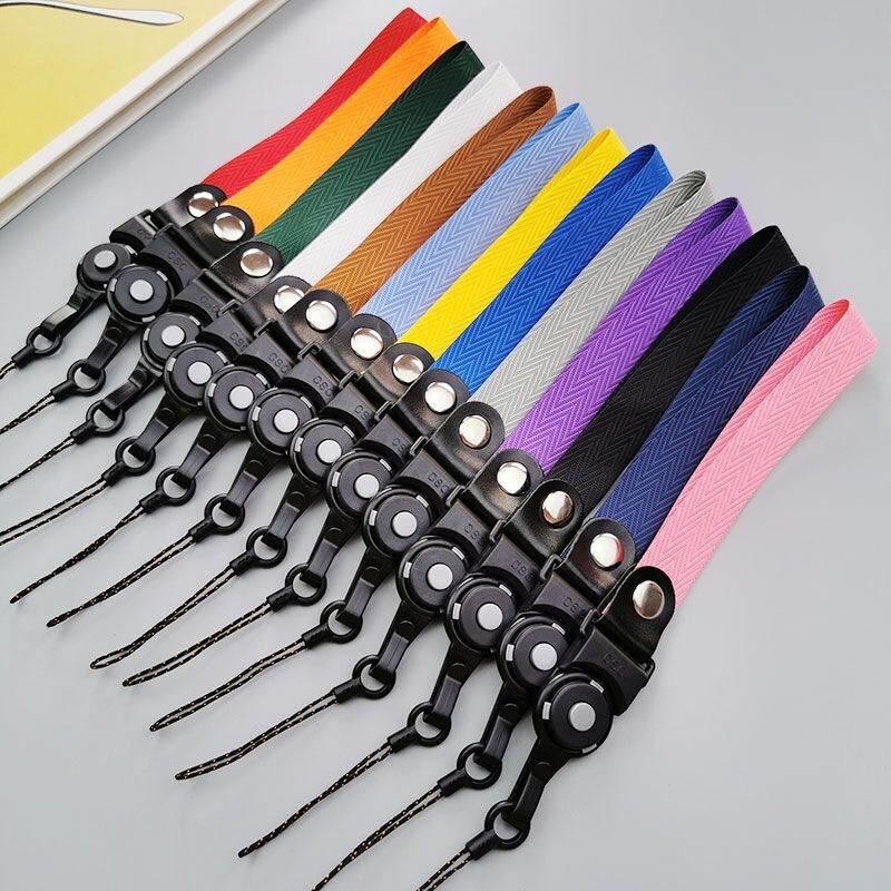 Solid Color All-match Mobile Phone Lanyard Men's and Women's Neck Lanyard Simple Bold Pendant Short Wrist Band Key Anti-lost