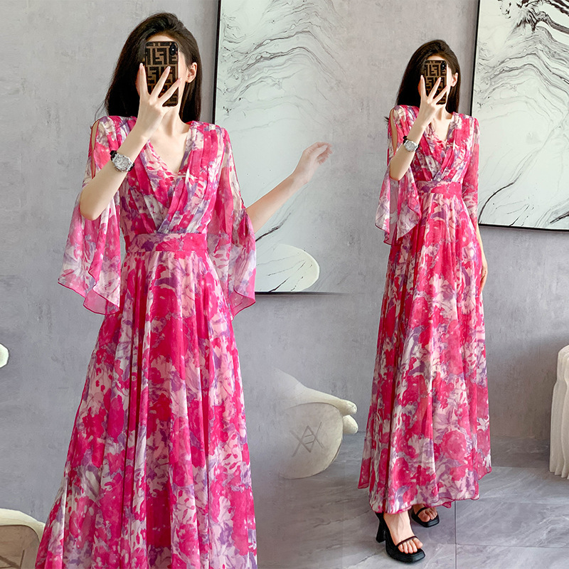 2026 New Women's Summer Beach Vacation Ankle-Length Elegant Floor-Length Flowing Maxi Dress