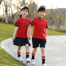 幼儿园园服夏装儿童短袖学院风班服毕业照运动夏季小学生校服套装