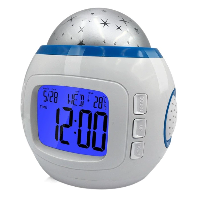 Креативный красочный проекционный будильник со звездным небом, умный музыкальный настольный электронный будильник, светящийся бесшумный детский будильник