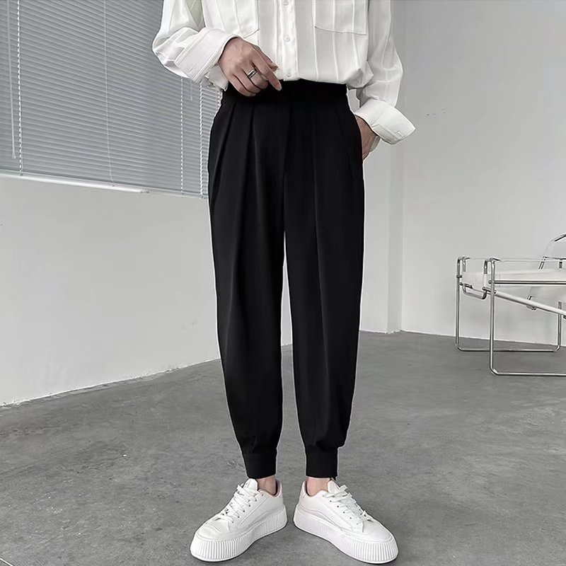 Title 6, Calças Casuais Masculinas Soltas de Cor Sólida ...