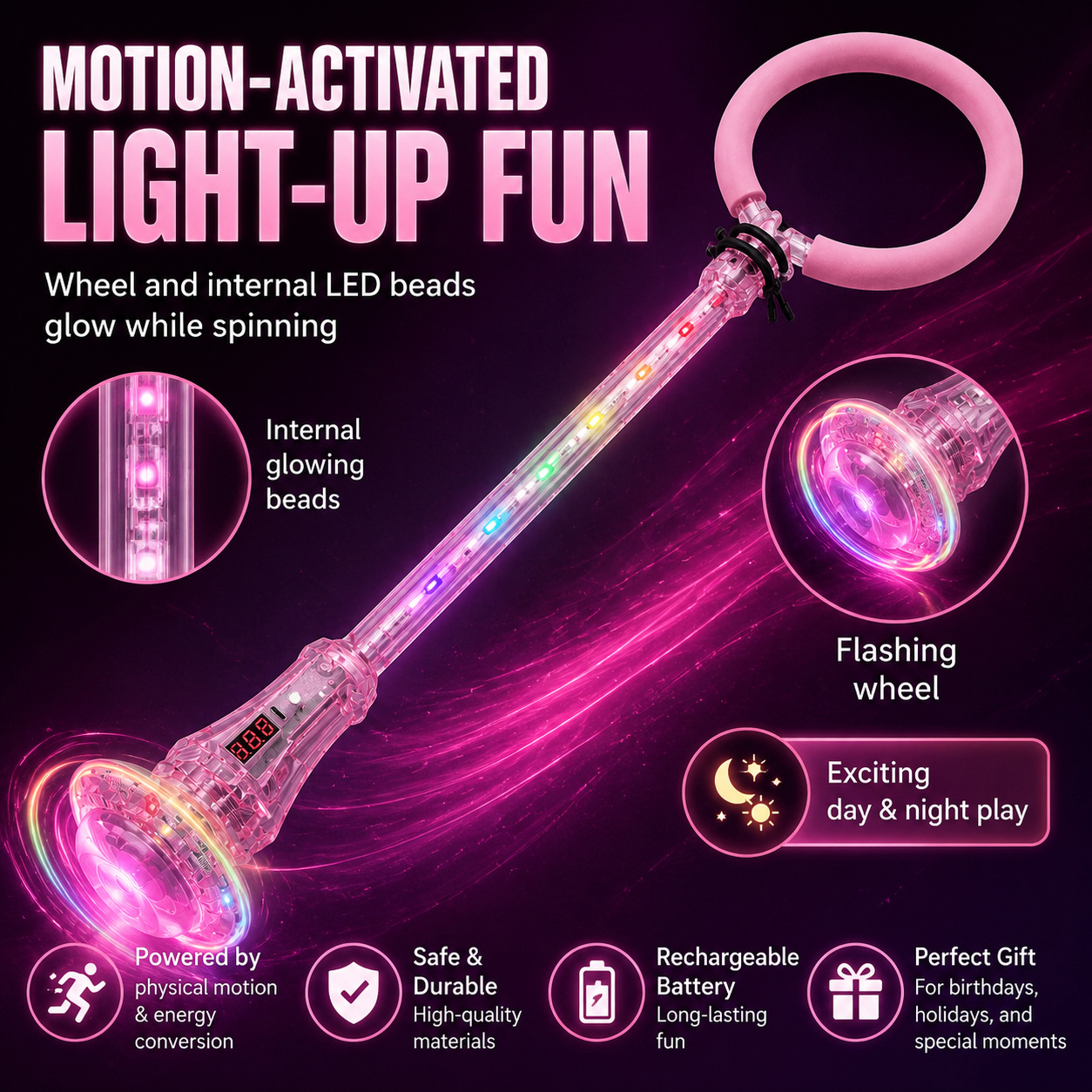 Flashy Jumping Children's Yo-Yo Set with Foot Ring, Luminous Spinning Circle, Swing Ball, Sensory Training Balance Ball Toy