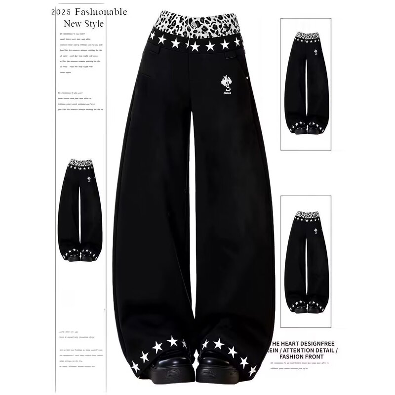 2026 New Plus-Size American Retro Street Style Jeans for Women, Autumn High-Waisted Straight Wide-Leg Pants