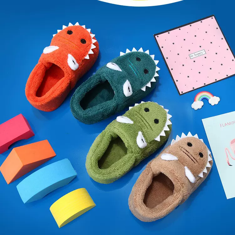 儿童棉拖鞋包跟棉鞋冬鞋秋冬季新款男女童毛毛鞋幼儿园室内鞋跨境