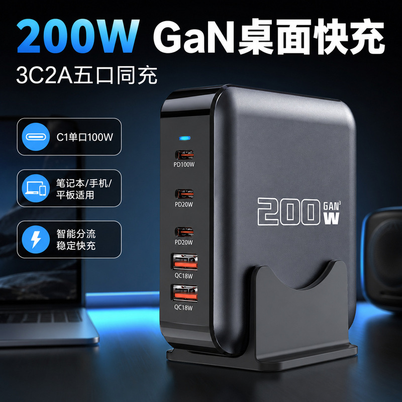 200W Gallium Nitride Charger Desktop Multi-Port Fast Charging Pd100 Laptop Mobile Phone Gan Charging Station Manufacturer Wholesale 200W Gallium Nitride Charger Desktop Multi-Port Fast Charging Pd100 Laptop Mobile Phone Gan Charging Station Manufacturer Wholesale