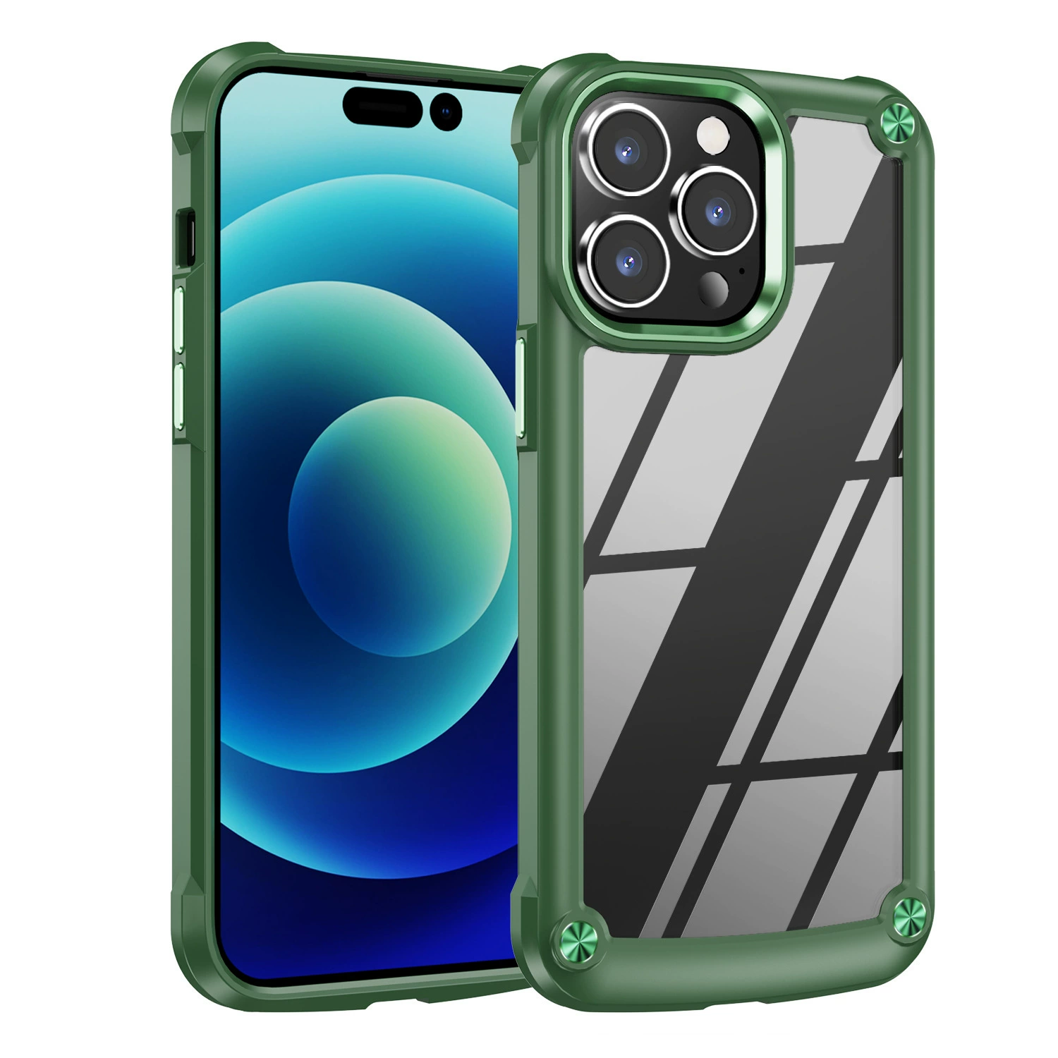 Чехол для iPhone 14/16 Pro совместимый, прозрачный мягкий корпус, металлическое кольцо для камеры, повышенная толщина, защита от падений