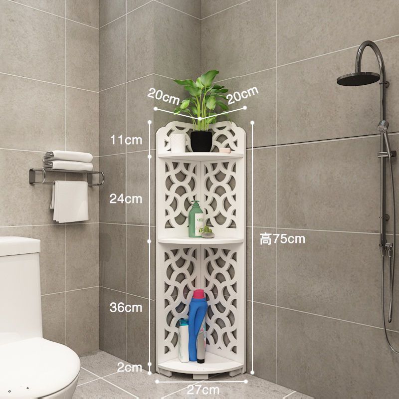 プラスチック浴室床置き収納棚壁の隅のトイレの棚の三角形の棚のトイレのシャンプーの収納|undefined