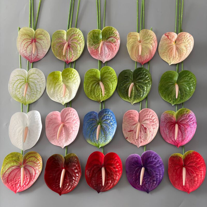 Red Palm Single Hand Flamingo Palm Artificial Flower Fake Flower Home Wedding Soft Flower Decoration Ornaments Flower Art