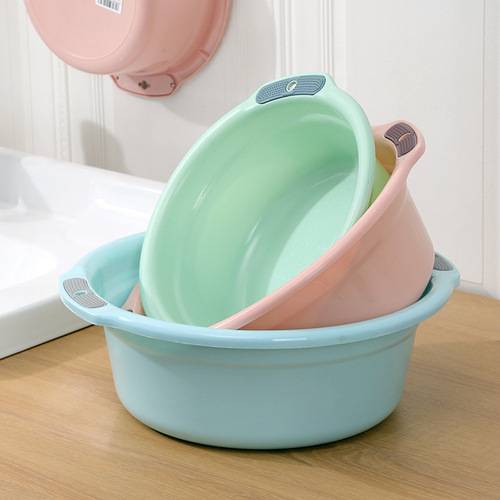 Home Thick Double-Ear Face Basin Plastic Small and Large Kitchen Vegetable Wash Basin Laundry Wash Foot Bath Basin Face Basin Water Basin