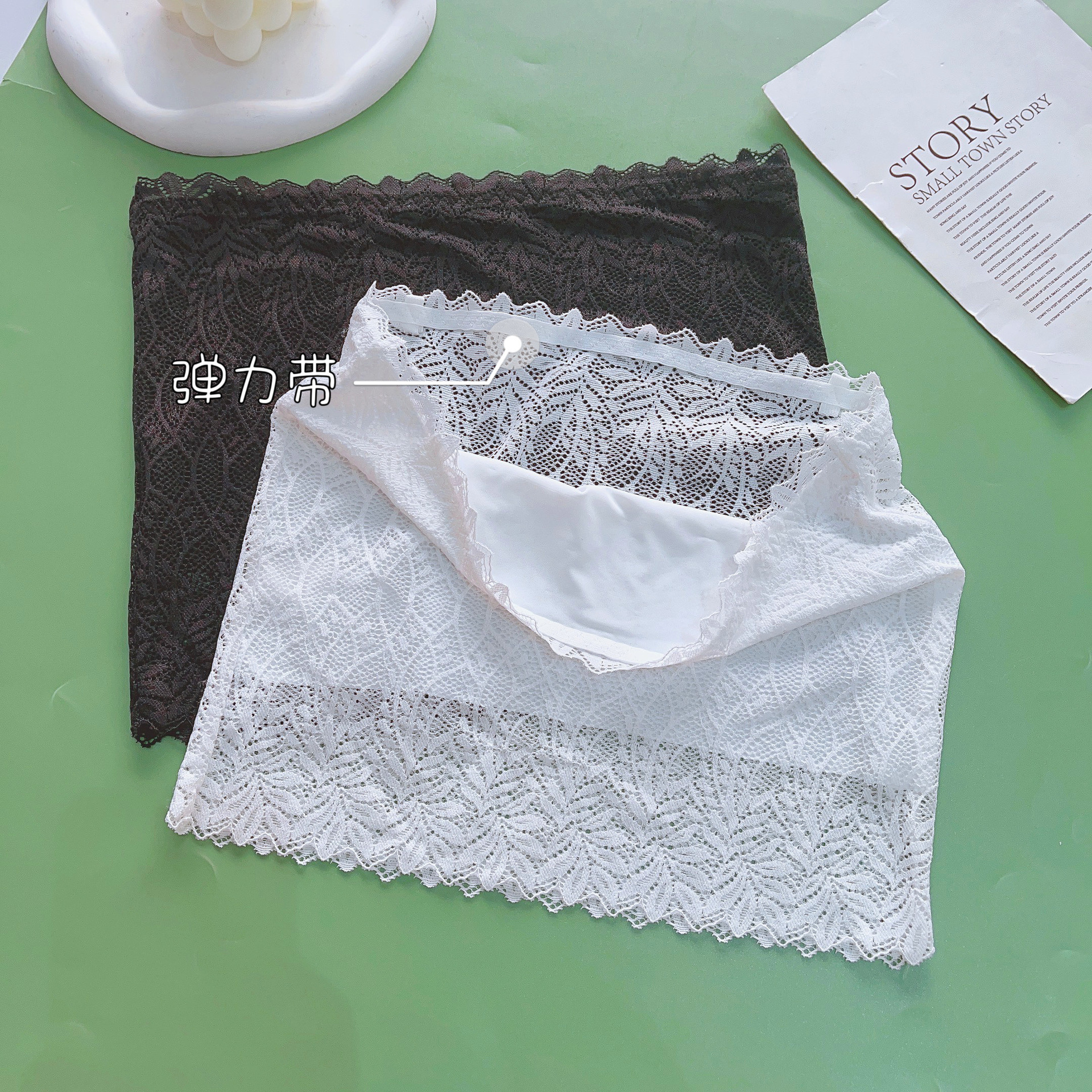 蕾絲薄款內衣女裹胸夏季一片式抹胸短褲內搭防走光無肩帶打底抹胸