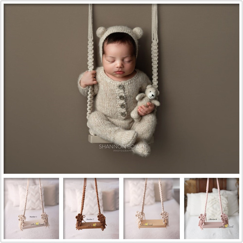 European and American style children's newborn original photography props 100 days crib white shooting auxiliary hand-woven hammock
