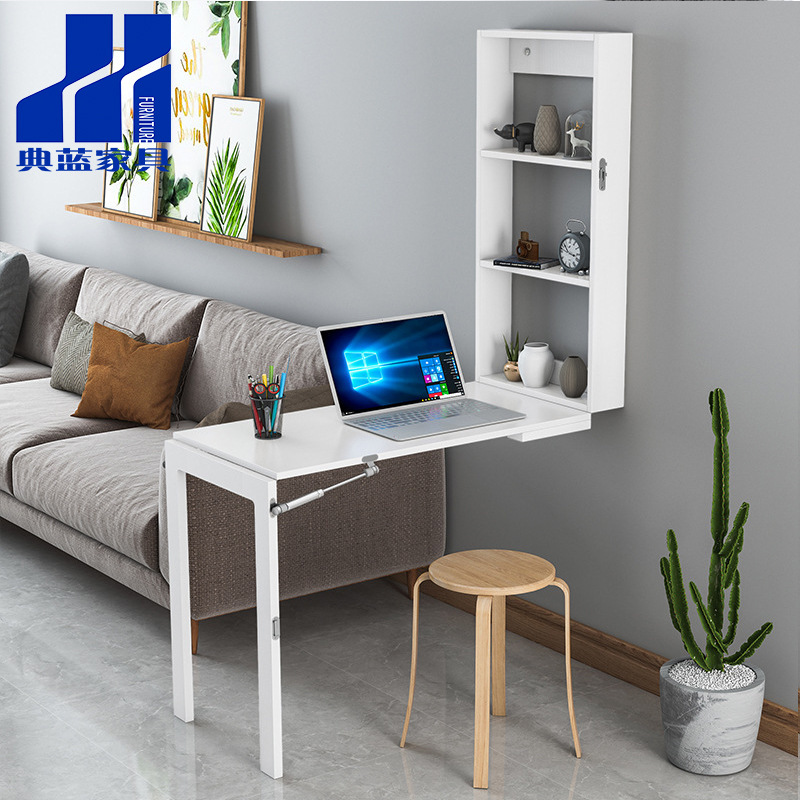 Wholesale Folding Desk for Small Apartments, Wall-Mounted Writing Corner, Corner Bookshelf, Computer Retractable Storage, Study