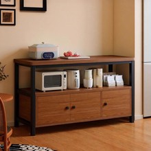 餐边柜厨房置物架落地多层微波炉收纳架多功能靠墙一体碗橱收纳柜