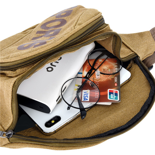 Cross-border Washed Canvas Waist Bag | Unisex Sports & Leisure Retro Crossbody Chest Bag | Large-Capacity Business, Phone, & Coin Purse