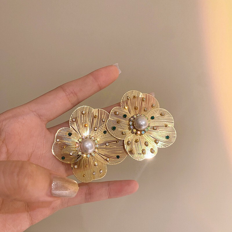 银针金属风镂空花瓣花朵耳环轻奢高级感耳钉欧美跨境时尚百搭耳饰|undefined