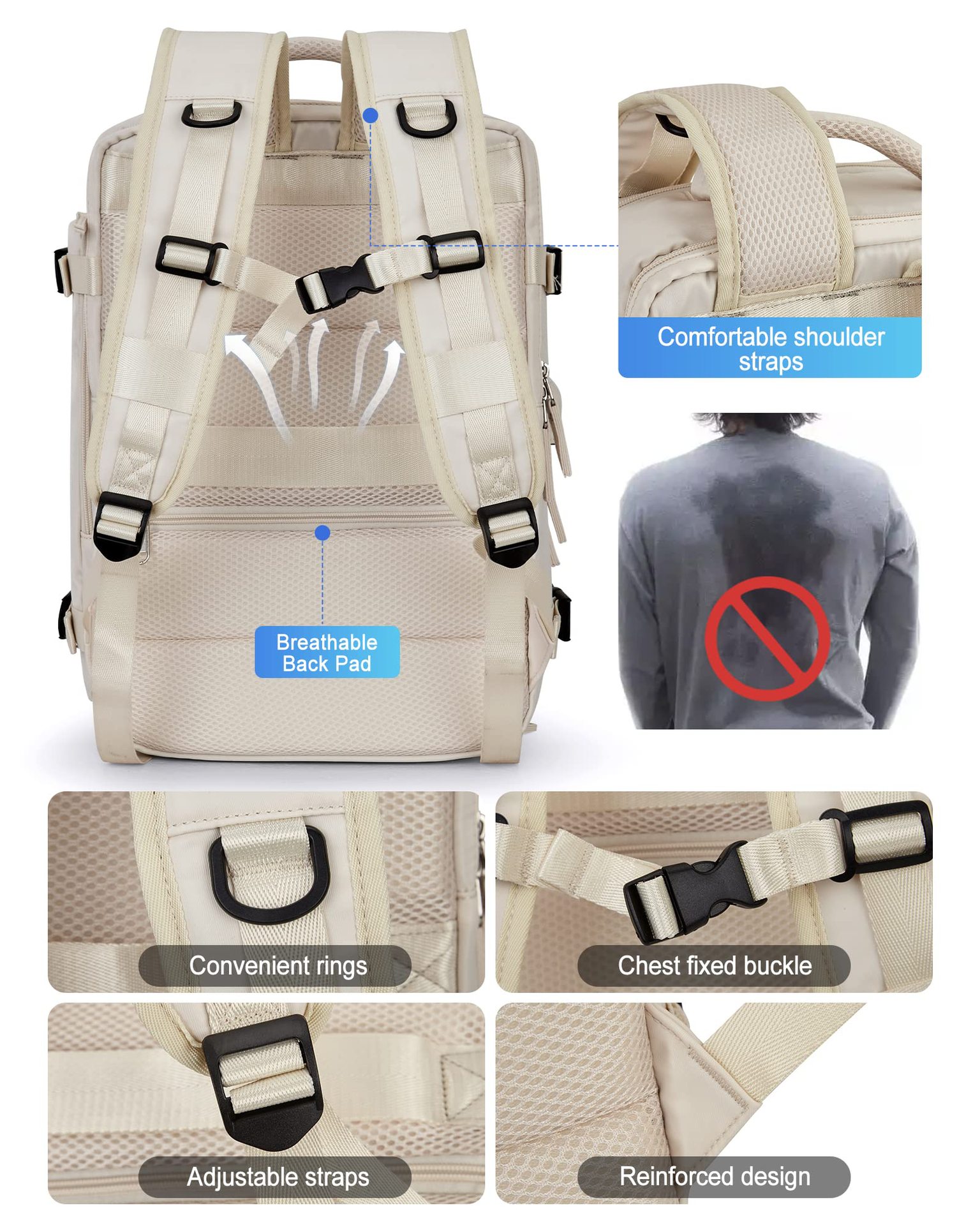 1875g Weight Nylon Lining Material Zipper Closure Type Double Shoulder Straps Strap Type Functional Backpack Bags Type Travel, Daily Occasion Nylon Material Women's Backpack Backpack Solid Color Pattern All Seasons Season Unisex Gender Streetwear Style Square Shape Solid Color Travel Daily Women's Backpack 33