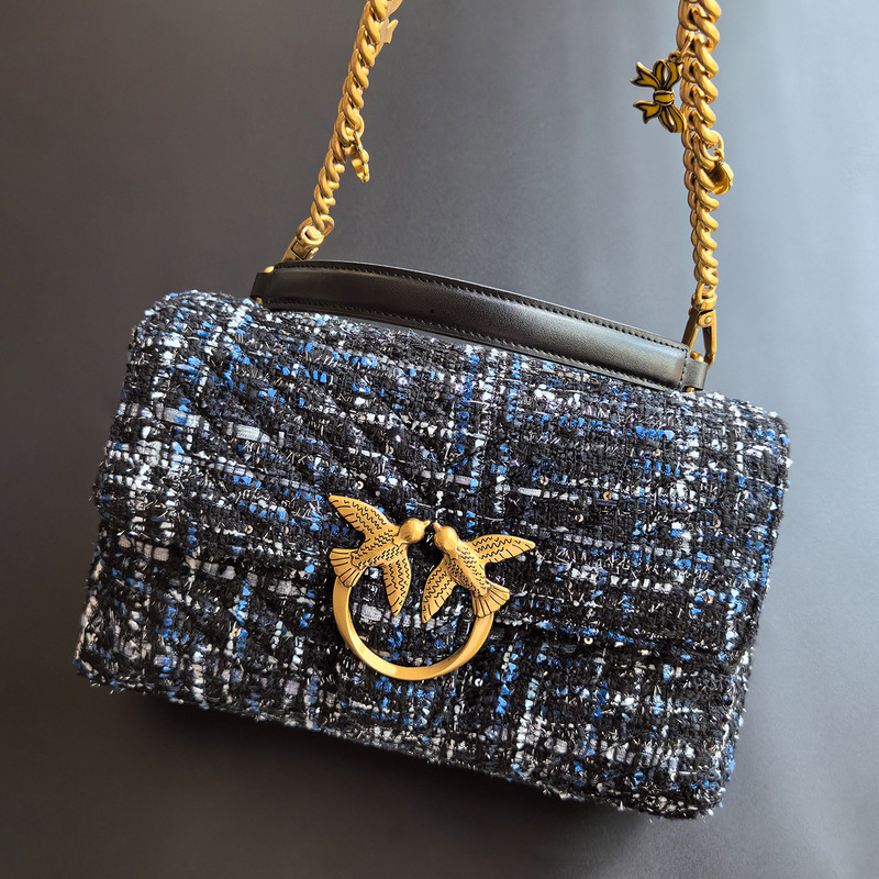New Pinko Same Style Bird High Version Swallow Bag Coarse Flower Woolen Small Fragrant Style Pillow Bag Single Shoulder Crossbody Women's Bag New Pinko Same Style Bird High Version Swallow Bag Coarse Flower Woolen Small Fragrant Style Pillow Bag Single Shoulder Crossbody Women's Bag
