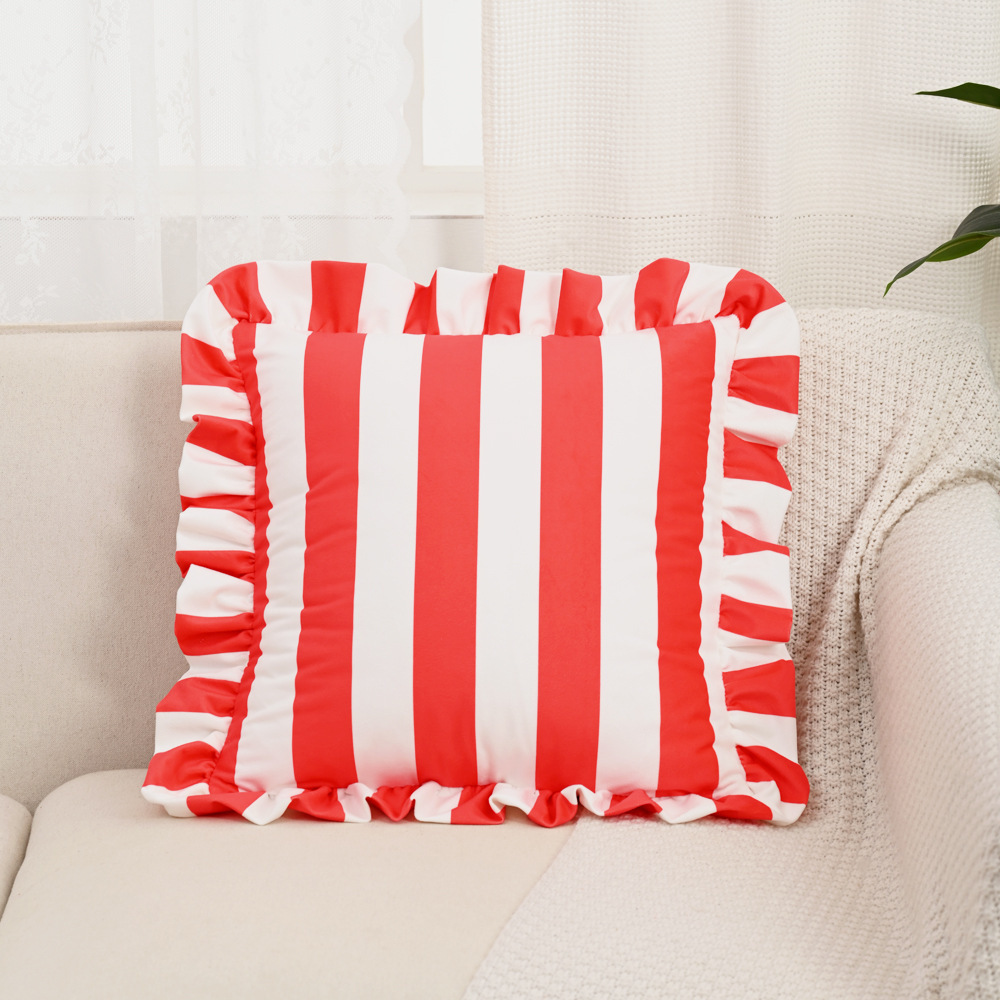 Inswind estriado coreano holandés veludo hoja de loto borde abraza funda de almohada americana sofá de la sala de estar decoración de cojín de cabecera