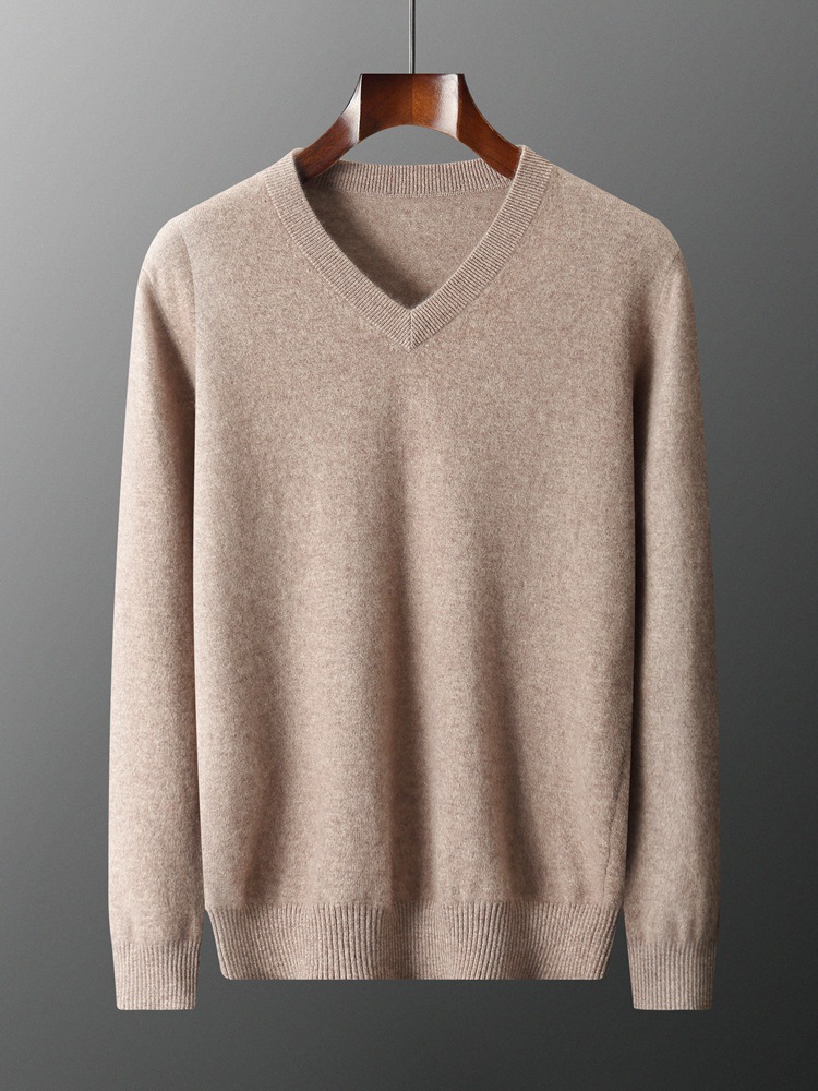 Solid color cashmere casual knitted sweater