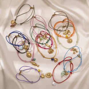 Tina European and American Titanium Steel Pendant Multicolor Bracelet High-Value Women's Colorful Thin Rope Cross-Border Woven Bracelet Light Luxury Niche