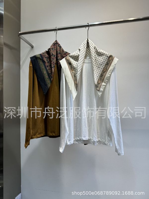 南油高品2025夏季新款腰果小方巾百搭100棉时尚圆领T恤一件代发|undefined