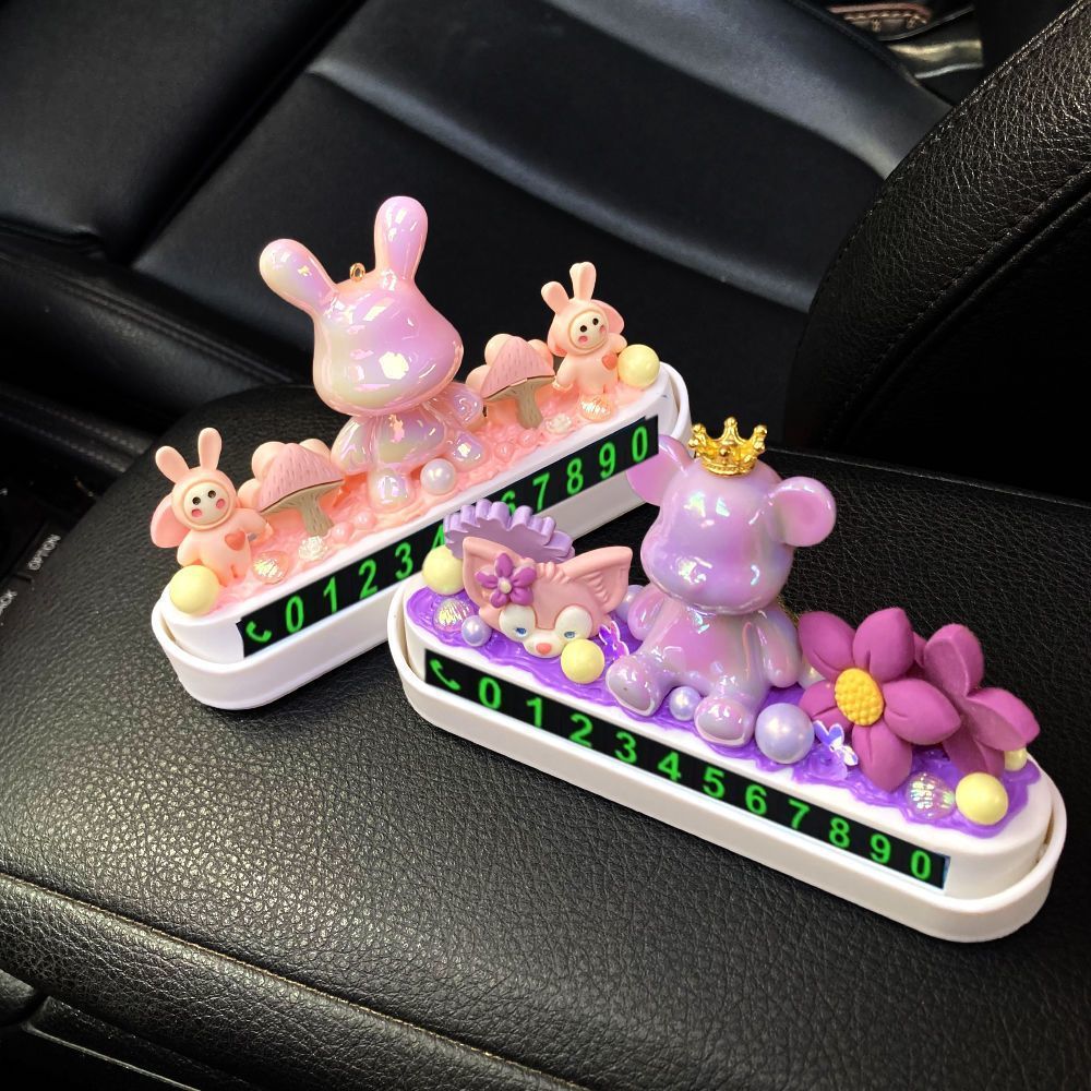 2016 nuevo adorable cartón de dibujos animados crema placa de estacionamiento corona oso coche placa de estacionamiento temporal placa de movimiento de automóviles