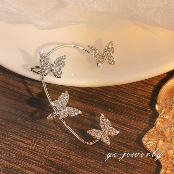 Butterfly silver right ear
