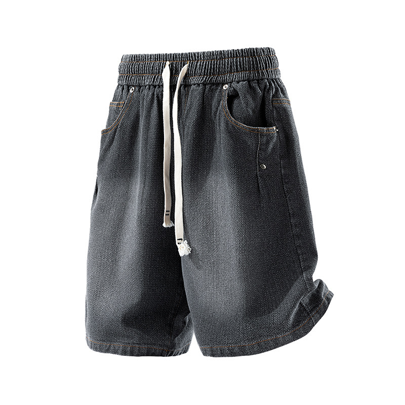 2026 Summer New Style Large Size Loose Casual Versatile American Style Casual Elastic Waist Washed Trendy Denim Shorts for Men 2026 Summer New Style Large Size Loose Casual Versatile American Style Casual Elastic Waist Washed Trendy Denim Shorts for Men