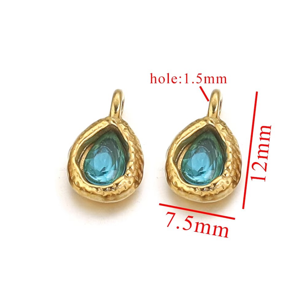 Acero inoxidable vidrio cristal colgante gotas de agua gemas de color colgante de acero titanio accesorios de joyería DIY