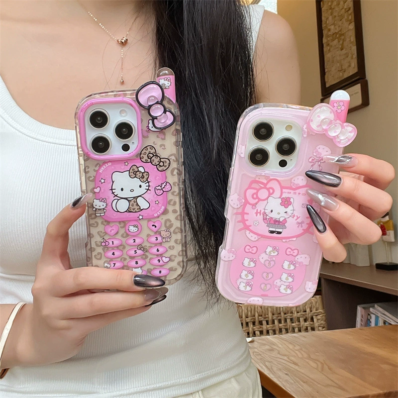Чехол для телефона (Apple), совместим с iPhone 13, 14, 15 и 16, 3D бантик-клубника и KT-аватар