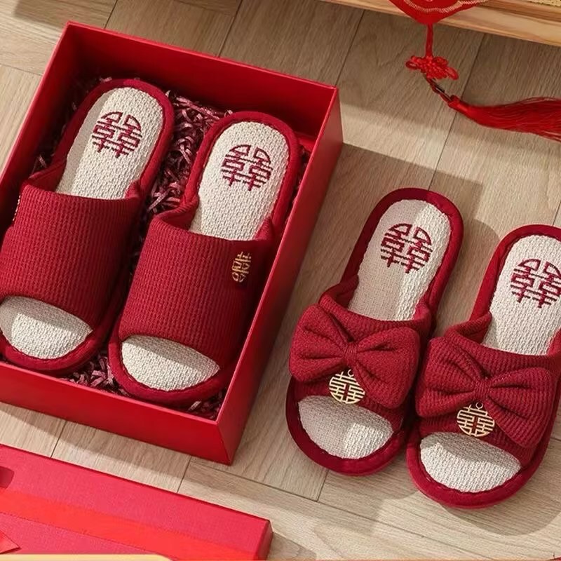 Wedding Slippers Accompanying Wedding Festive Red Bride Couple Winter Indoor Household Wedding Slippers