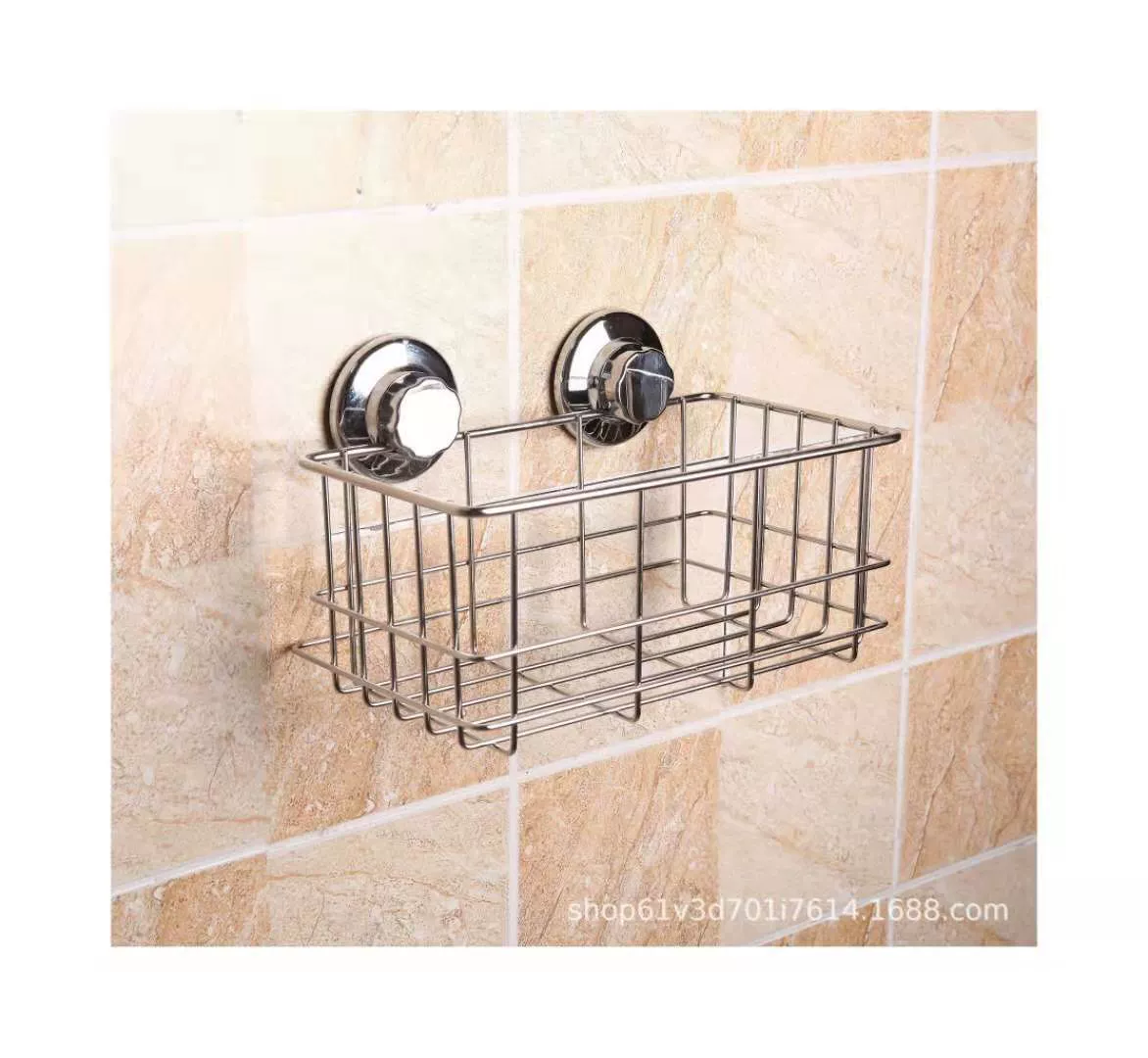 Bathroom kitchen shelf, bathroom suction cup 304 stainless steel storage corner frame hanging wall free punching