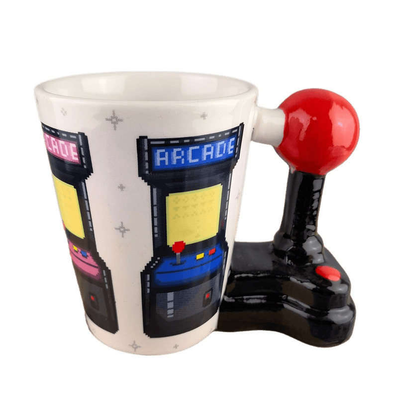 Mango de juego creativo taza de cerámica máquina de juego de letras de color balancín taza de agua de cerámica taza de café de dibujos animados