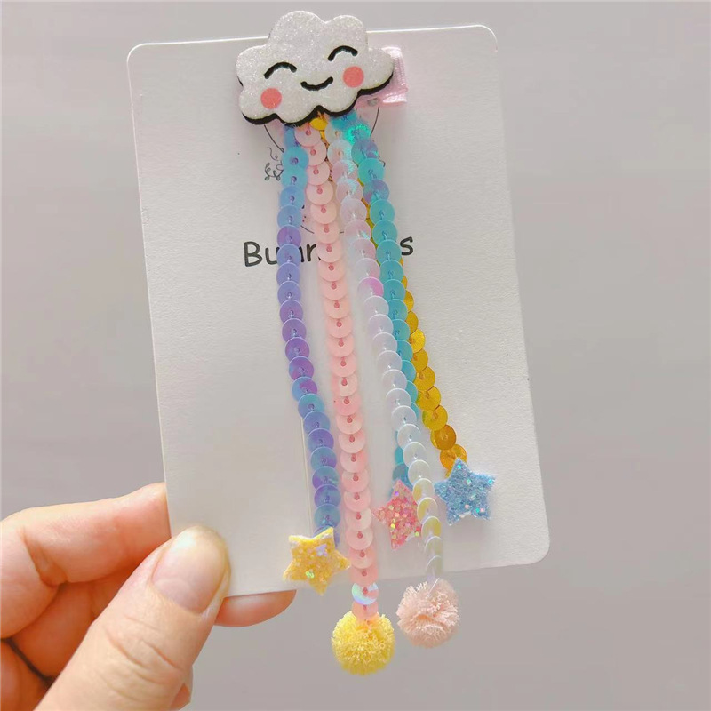 Cartoon Style Rainbow Star Glitter Tassel Hair Clip display picture 6