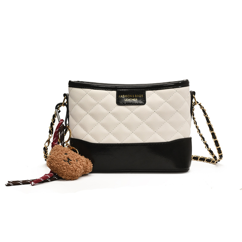 Bolso de mujer popular de este año 2025 nueva moda bolso de hombro bordado de diamante de color contrastante empalme atmósfera bolso de vagabundo