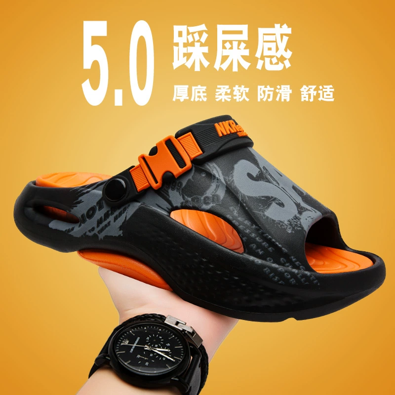 Мужские сандалии лето 2025 новые уличные тапочки для вождения и поездок мягкая подошва нескользящие пляжные сандалии