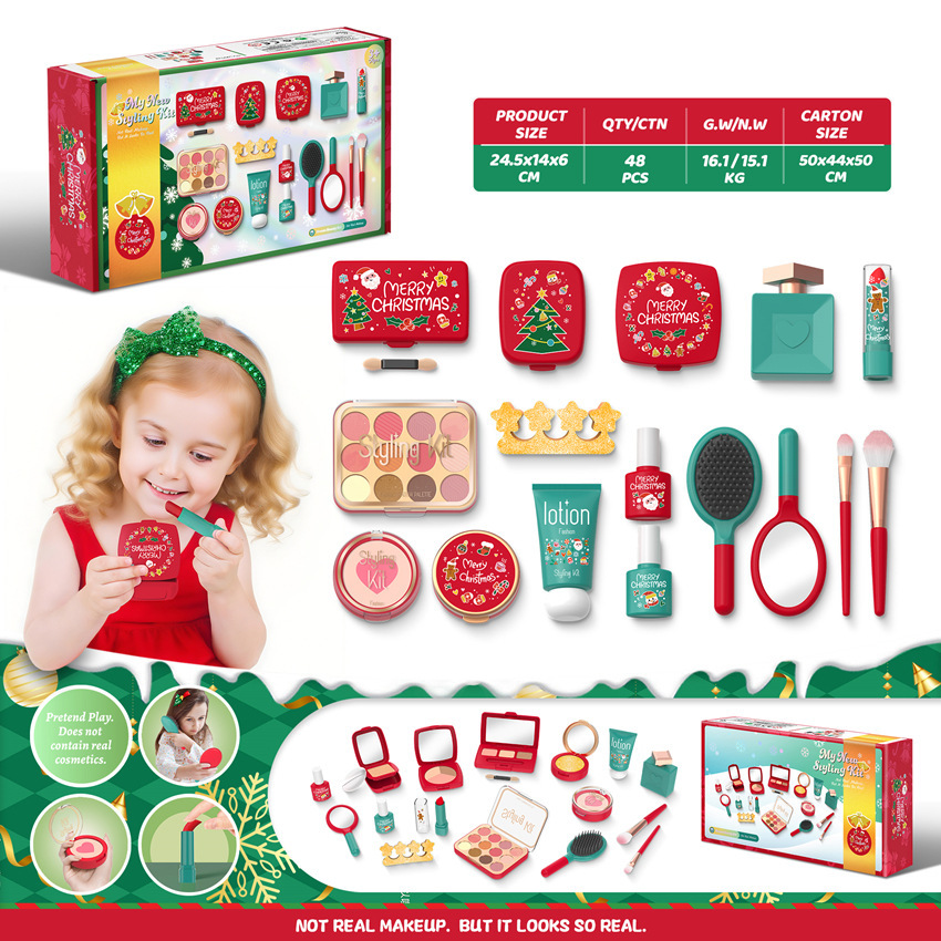 Niñas transfronterizas niños casa simulación de vestir maquillaje conjunto de maquillaje joyas de maquillaje vestido vestido juguetes de Navidad