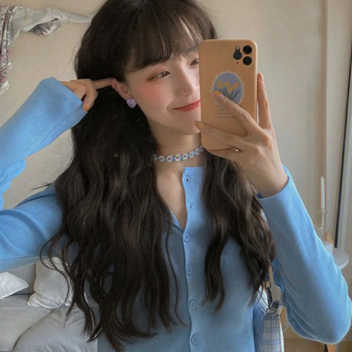 Starway wig for women with black brown long hair, wool curls, natural long curly hair, big waves, simulated corn perm, full headgear style