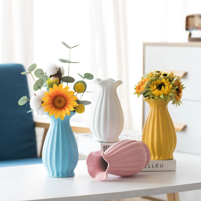 Матовая светло-Песочная керамика Ваза для листьев лотоса ремесла в европейском стиле ручной работы матовый небесно-голубой розовый золотой зеленый белый