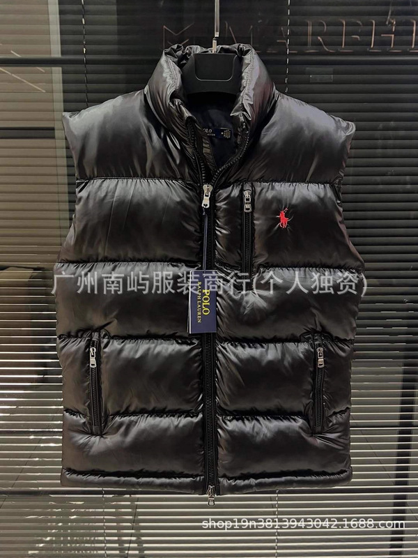 跨境高品质RL小马刺绣美式秋冬季立领保暖马甲男女情侣款背心外套|undefined