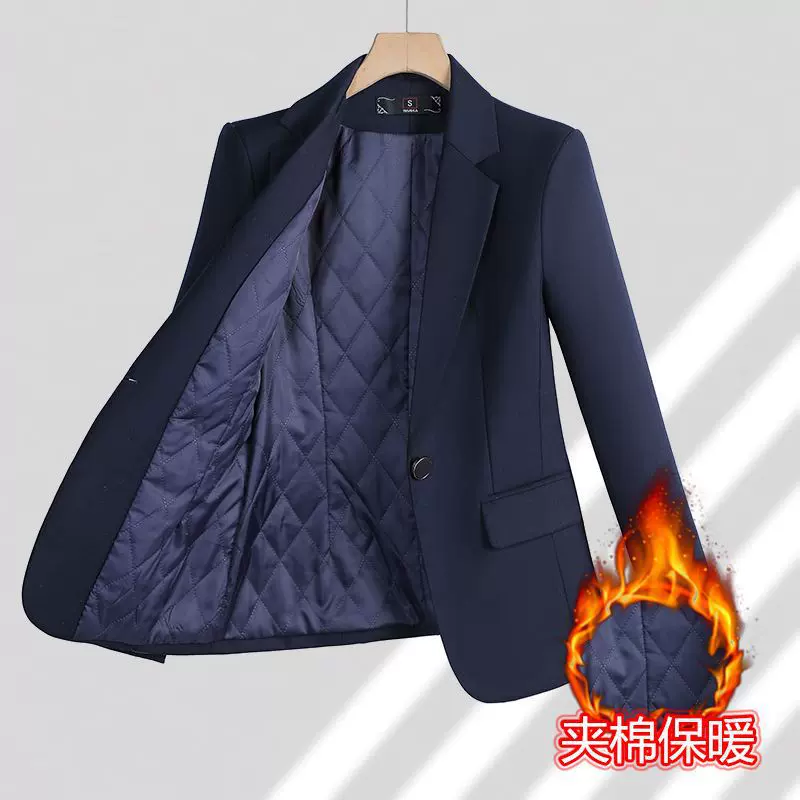 夹棉加厚保暖正装小西装套装女秋冬新款面试工装职业装西服工作服