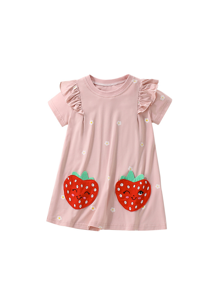Falda de niña malwee transfronteriza verano nuevo vestido de niña linda de manga corta con cuello redondo para niños europeos y americanos