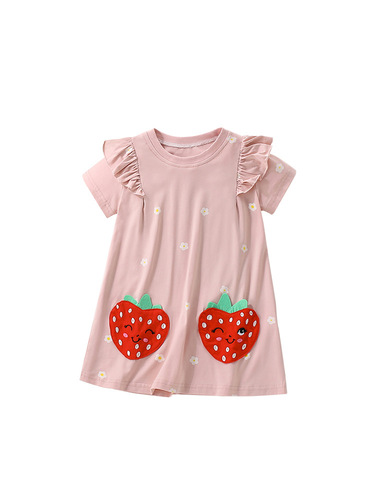 Cross-border malwee girls 'dress summer new European and American small and medium-sized children's round collar, short-sleeved cute little girl dress