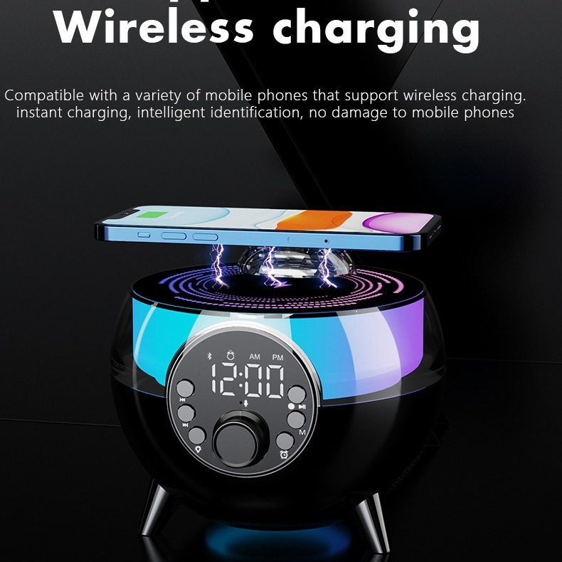 クロスボーダー宇宙ステージライト Bluetooth スピーカー サブウーファー 雰囲気ライト 時計 大音量 ワイヤレス充電 ギフト スピーカー|undefined