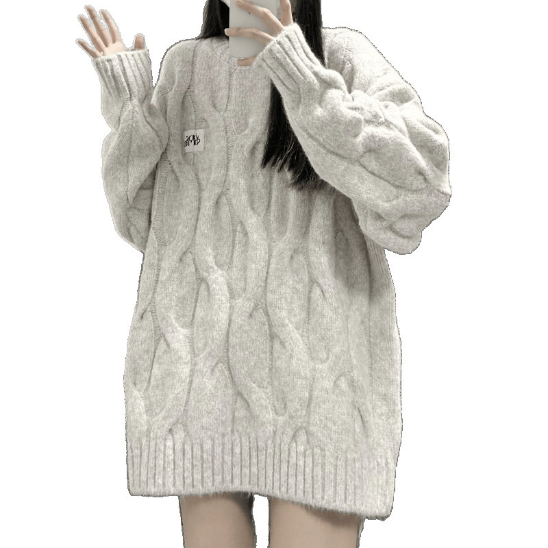 秋と冬の新しい韓国風カラフルな麻の花プルオーバーセーター女性のためのトレンディなルーズで多用途なカップルトップ冬|undefined